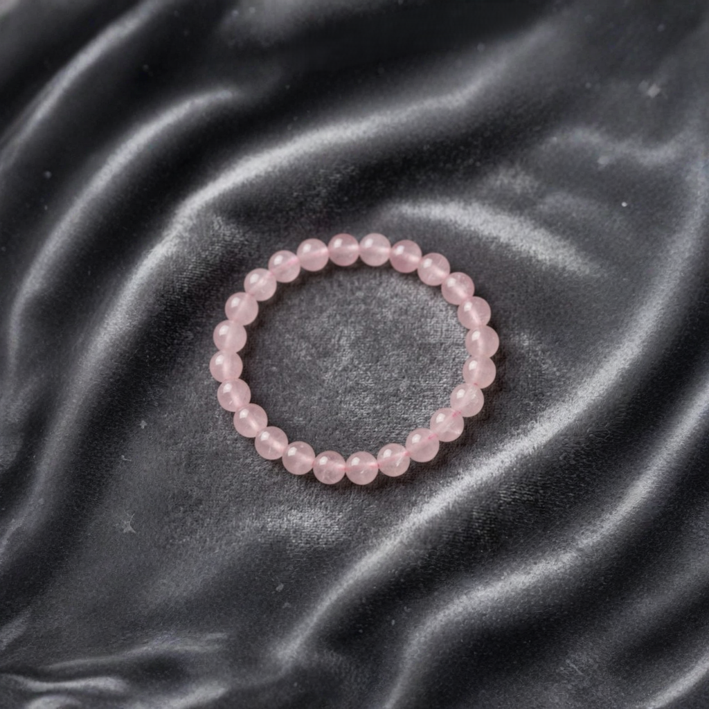 Rose Quartz Bracelet Round Beads In Soft Pink Color