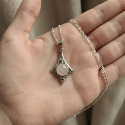 Rose Quartz Kite Pendant With Light Pink Stone - 2nd View